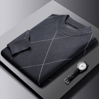 Trendy Rhombus Large Size Casual Knitted Sweater