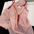 Womens Vintage Plus-Size French-Style Solid-Color Camisole Loungewear Set