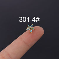 Colorful Zircon Daisy Flower Ear Bone Nail Stainless Steel Thin Rod Puncture Screw Ball