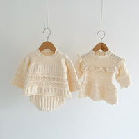 Vintage-inspired Knitted Romper Bodysuit