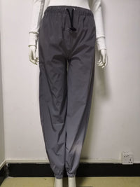 Double-layer Elastic Waist Lace-up Reflective Trousers For Night Running