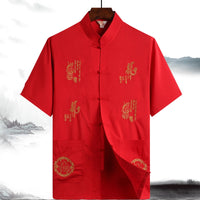Dad Chinese Style Traditional Top Grandpa Plus Size Folk Costume