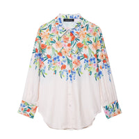 Cotton And Linen Floral Print Women's Shirts And Pants For Vacation