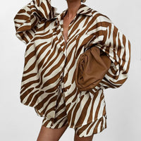 Women's Shirt Top Shorts Printed Fashion Two-piece Suit