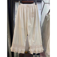 Artistic-style Wide-leg Pants Womens Loose-fitting Casual Cotton