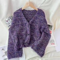 Women's Solid Color Short Casual Loose Knit Cardigan