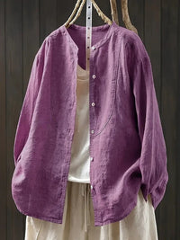 Retro Artistic Loose-fit Stand-collar Single-breasted Cardigan Shirt Relaxed Fit
