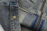 Retro Workwear Pocket Zipper Denim Clothes Jacket Spring And Autumn
