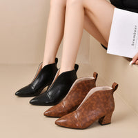 Womens High-heeled Martin-style Ankle Boots With A V-cut