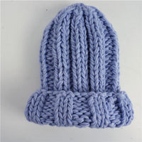Knitted Hat Ladies Winter Pure Color Simple Thick Woolen Hat