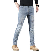 High-end Blue With Holes Jeans For Men