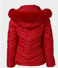 Cinched Hoodie With Fur Collar Short Jacket