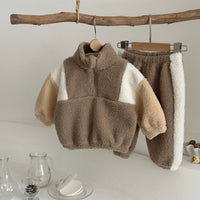 Baby And Toddler Lambswool Stand Collar Half-Zip Two-Piece Set