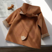 New Thick Mid-length Woolen Coat Children's Cartoon Cute Fox Woolen Coat