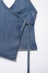 Summer Denim Hanging Collar Top Women's Small Spaghetti-strap Camisole Top