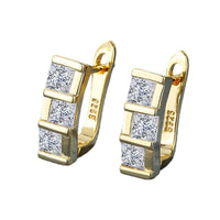 Womens Square Zircon Double-Clasp Earrings
