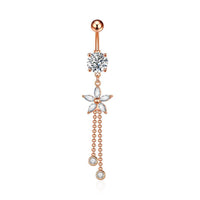 Zircon Tassel Belly Ring Navel Stud Piercing Jewelry