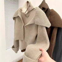Large Lapel All-matching Cropped Sweater Coat