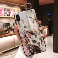 Wrist Strap Bracket Apple 12 Phone Case Color Ethnic Style Black And White Stripes