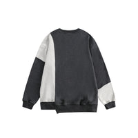Patchwork Round Neck Sweater Loose Casual Jacket