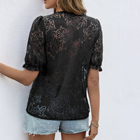 Elegant Commute Cardigan Summer Lace V-Neck Fringed Patchwork Shirt