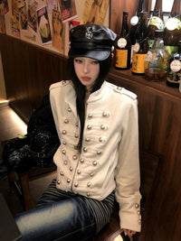 New Bamboo-knot-pattern Studded Short Jacke