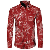 Funny Christmas Theme Digital 3D Printing Men's Button Lining Casual Long Sleeve