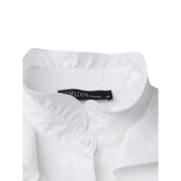 Women's Solid-Colored Ruffle-Trimmed Button-Front Shirt