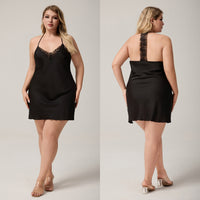 Plus Size Silk Chiffon Camisole Pajamas For Women Lace Nightgown With A V Neck
