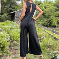 Women's Solid Color Hollow Wide Leg Jumpsuit Women
