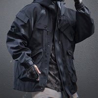 Mechanical Style Multi-pocket Loose Casual Hooded Jacket