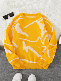 Spring And Autumn Popular Graffiti Jacquard Pullover