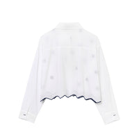 European And American Street Fashion Long Sleeve Embroidered Solid Color Shirt