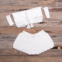 Bikini Hand-woven Lace-up Swimsuit Shorts Hollow Split Suit