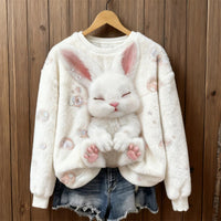 Womens Printed Christmas Flannel Hoodie Top