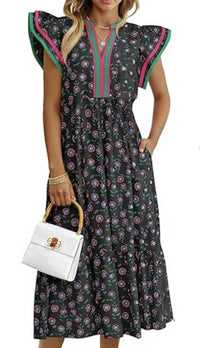 Summer New Stylish Elegant V-Neck Floral Print Dress