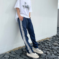 High Street Stripe Casual Pants Slim Fit Embroidery