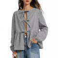 Autumn Loose Sweet Lace-up Shirt Sexy Strappy