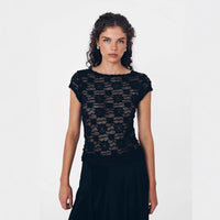 Fashionable Sexy Slim-fit Hollow-out Lace Top For Women
