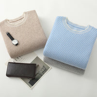 New Round Neck Woolen Sweater Men's Knitted Sweater Casual Fashion Long Sleeve Base