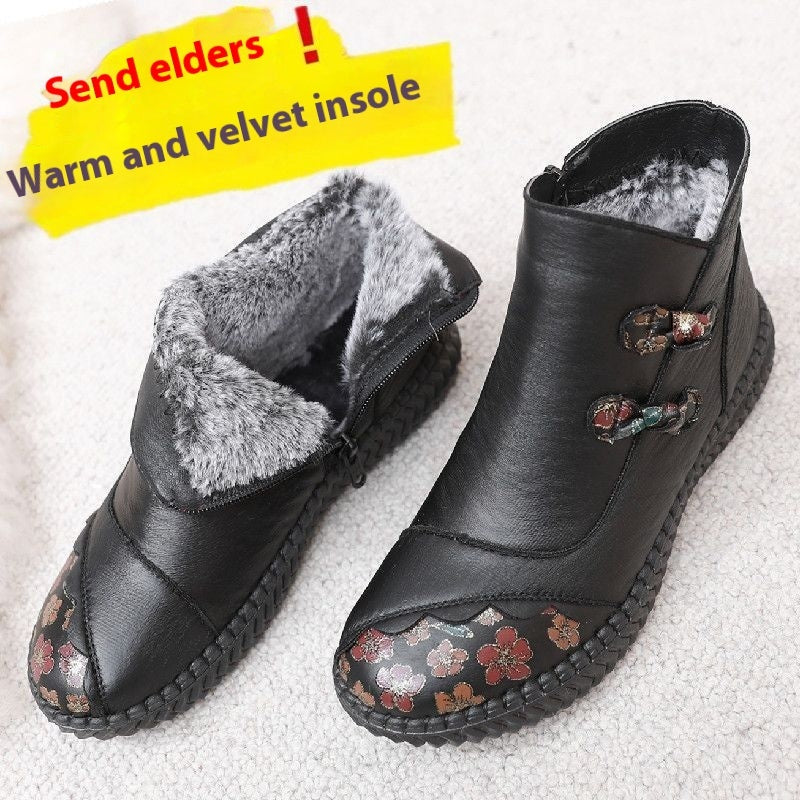 Winter Fleece-lined Warm Middle-aged And Elderly Mom Shoes