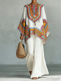 Women's Fashionable Printed Crew-Neck Casual Long-Sleeve Set