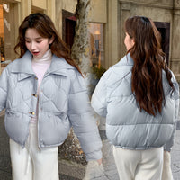 Puff Loose Casual Rhombus Coat Elegant Cotton-padded Jacket
