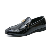 Plaid Casual Loafers Men's Banquet Slip-on Metal Buckle
