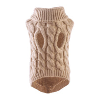 Autumn And Winter Pet Dog Cat Keep Warm Pure Color Classic Cable-knit Sweater Thickened Turtleneck Lapel Wool Clothes