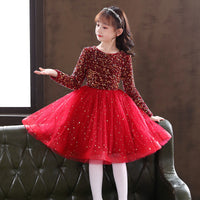 Girls Comfort Sleeve Long Sleeve Starry Sky Dress
