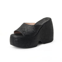 Wedge Heel Jacquard Plus-Size Open-Toe Platform Sandals