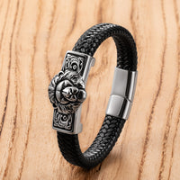 Mens Retro Lion Head Personalized Leather Bracelet