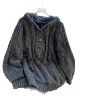 Heavy Industry Twist Idle Style Hooded Mid-length Sweater