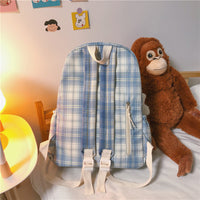 Ladies Plaid Backpack Large Capacity School Bag